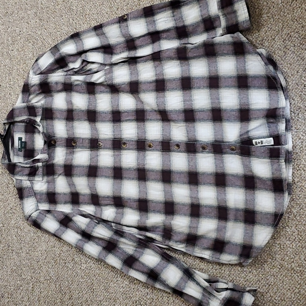 Womens Roots Flannel Button up Long Sleeve Shirt Size Medium